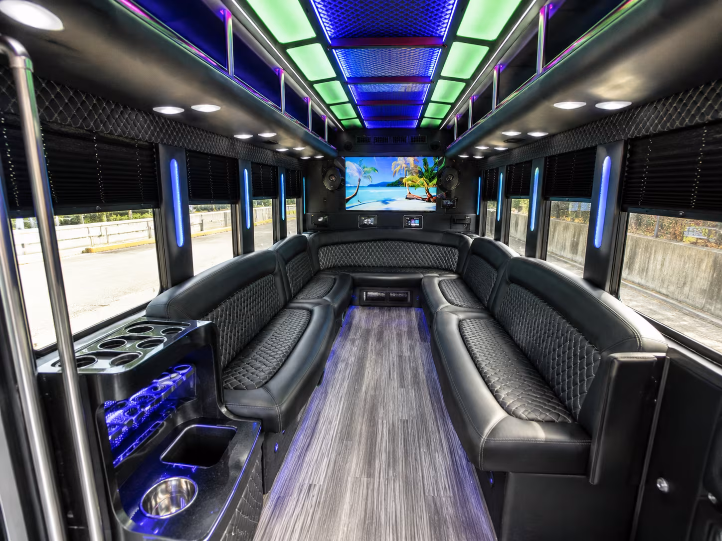 east providence 18 passenger party bus inside