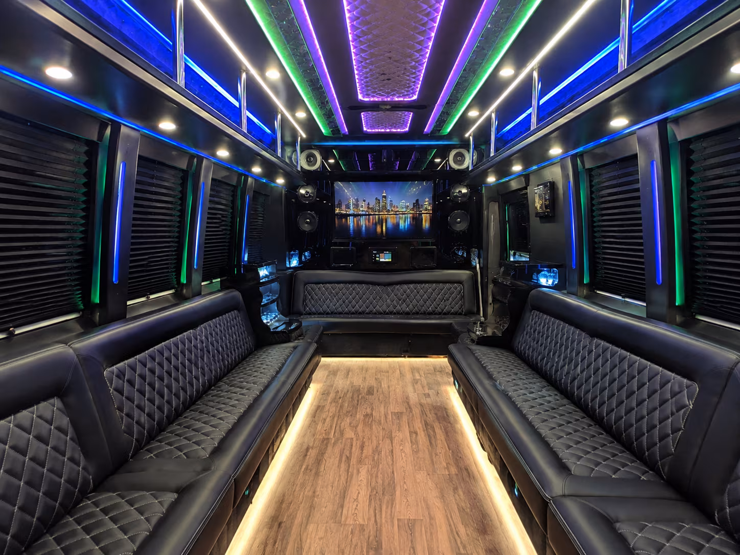 east providence 25 passenger party bus interior