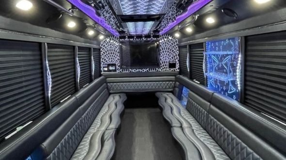 Interior of Charter Bus Company East Providence's Party Bus in East Providence