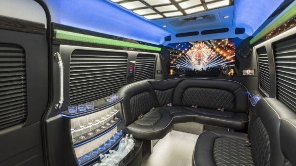 Interior of Charter Bus Company East Providence's Sprinter Limo in East Providence