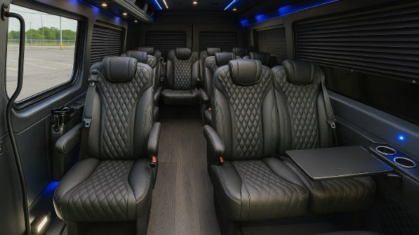 Interior of Charter Bus Company East Providence's Sprinter Van Rental With Driver in East Providence